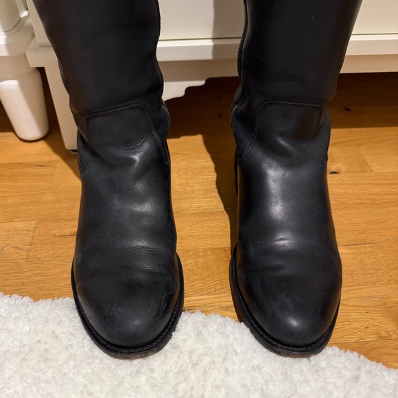 EUC Frye Melissa Leather Equestrian Women’s Tall knee high Boots Sz 11 Blk/Br - Picture 7 of 13